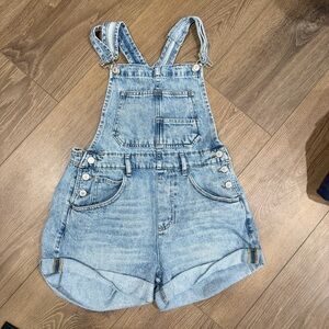 We the Free Free People Denim Overall Shorts XS